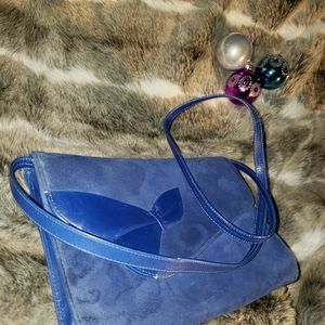 Coret purse, Blue leather/suede. Canadian made